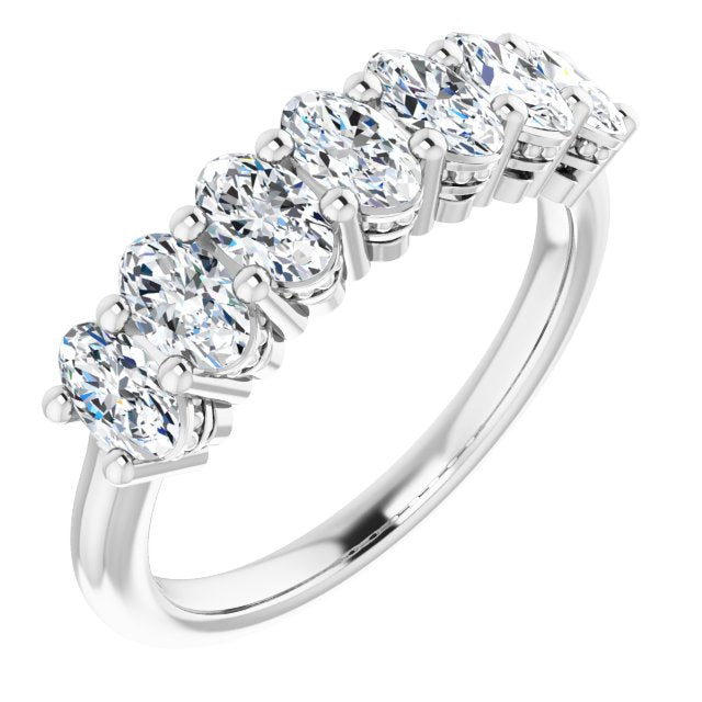 1.47 ct. Oval Cut Diamond Wedding Band 7 Stone Anniversary Ring-VIRABYANI